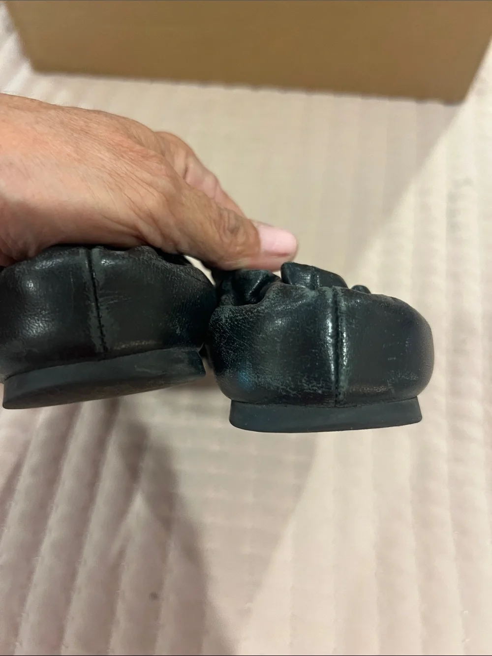 Tory Burch Black Leather Logo Round-Toe Ballet Flats